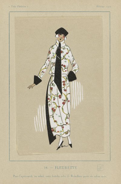 Fleurette, from Tres Parisiens, pub. 1922 (pochoir print) - French School