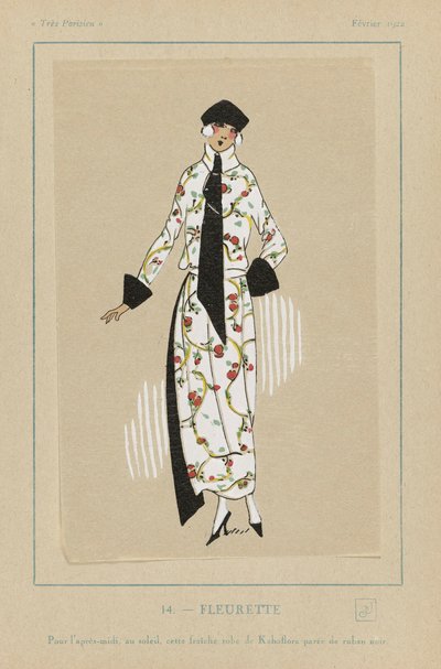 Fleurette, pub. 1922, impression pochoir - French School