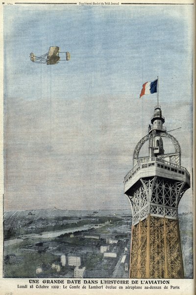 Vol du comte de Lambert au-dessus de Paris le 18 octobre - French School