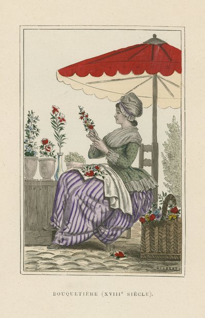 Marchande de fleurs, XVIIIe siècle - French School