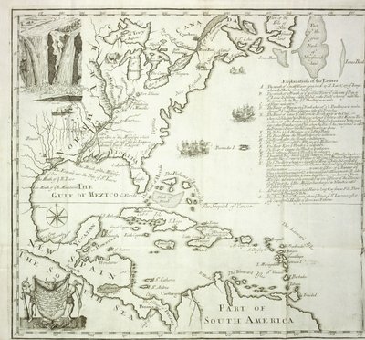 Carte pliable de la côte atlantique nord-américaine, 1714 - French School