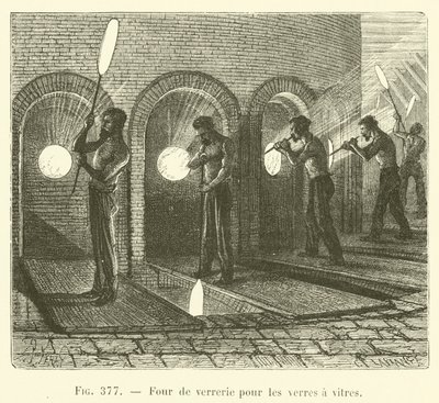 Four de verrerie pour les verres à vitres - French School