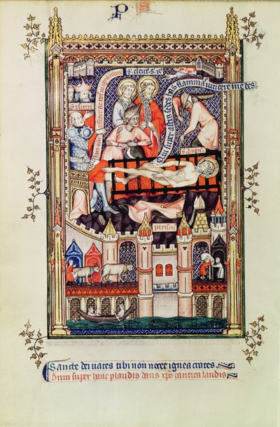 Saint Denis torturé sur le chevalet, de la Vie de Saint Denis, 1317 - French School