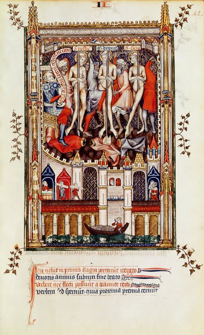 Troisième flagellation de Saint Denis et ses compagnons, de la Vie de Saint Denis, 1317 - French School