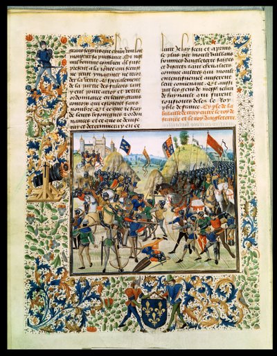 Bataille de Crécy de la guerre de Cent Ans, de la Chronique de Froissart, 24 août 1346 - French School