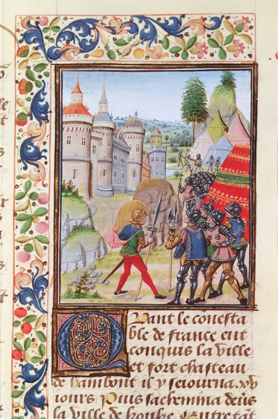 Fr 2643 f.410 Le Siège de Brest en 1373, de la Chronique de Froissart - French School