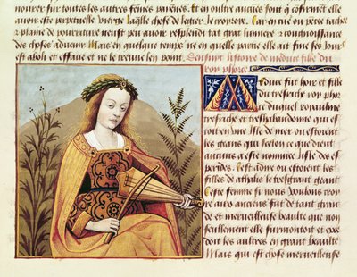 Femme jouant de la viole, de `Des Cleres et Nobles Femmes - French School