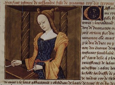 Cassandra jouant de la cithare, de `Des Cleres et Nobles Femmes - French School