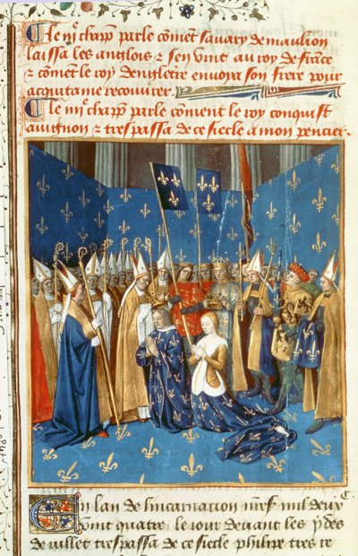 Couronnement de Louis VIII (1187-1226) et Blanche de Castille à Reims en présence du roi de Jérusalem - French School