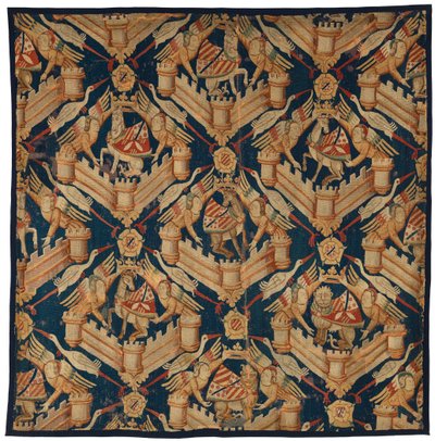 Fragment de tapisserie héraldique représentant les Armes de Beaufort, Turenne et Comminges, réalisée à Paris ou Arras - French School
