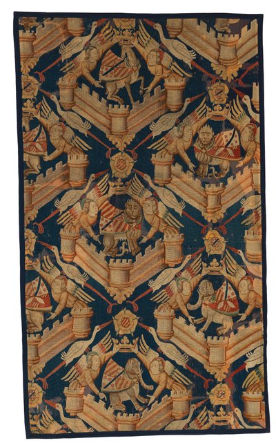 Fragment de tapisserie héraldique représentant les armes de Beaufort, Turenne et Comminges - French School