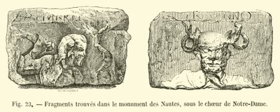Fragments trouvés dans le monument des Nautes, sous le chœur de Notre-Dame - French School