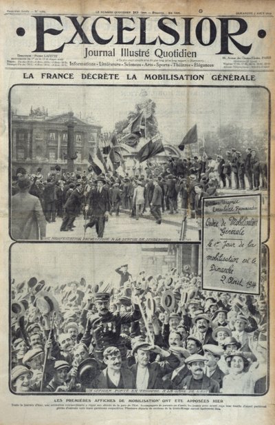 La France déclare la mobilisation générale le 2 août 1914, illustration de couverture d