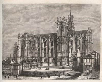 France, Lorraine, Moselle (57), Metz : La cathédrale Saint Étienne de Metz - gravure dans « La France illustrée : géographie, histoire, administration statistique » par V.-A. Malt-Brown. 1884 - French School