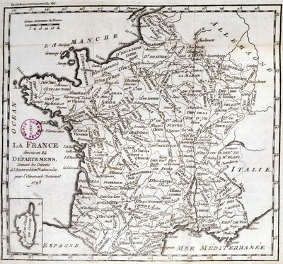 La France divisée en 84 départements suivant les décrets de l