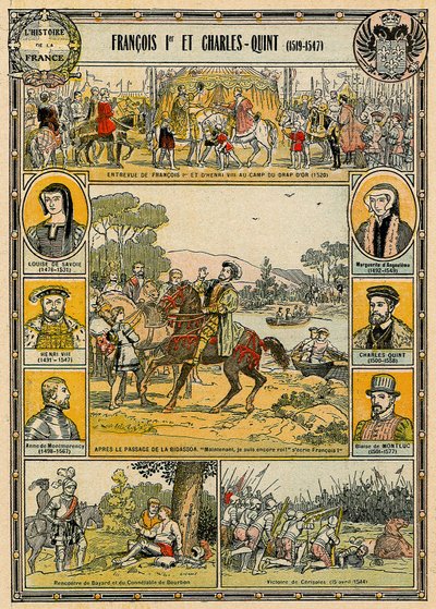 François Ier de France et Charles V, Empereur du Saint-Empire romain germanique, illustration de 
