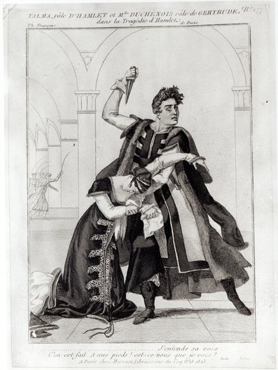 François-Joseph Talma (1763-1826) en Hamlet et Mademoiselle Duchenois en Gertrude, dans 