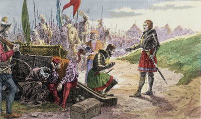 François Ier, armé chevalier par Bayard, à Marignan - Illustration XIXe siècle. - French School