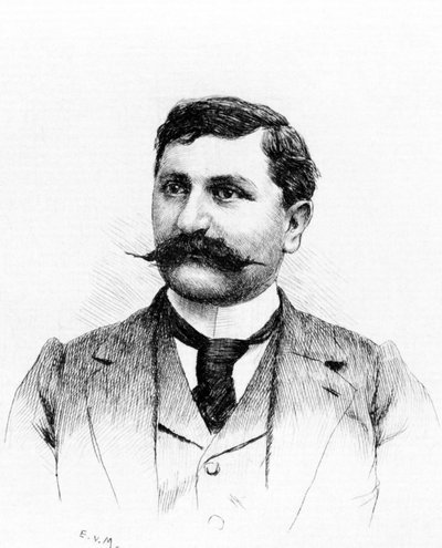 François DE NION (1856-1923), romancier et dramaturge français. Dessin par Everet Louis Van Muyden (1853-1922). Gravure 1900 - French School