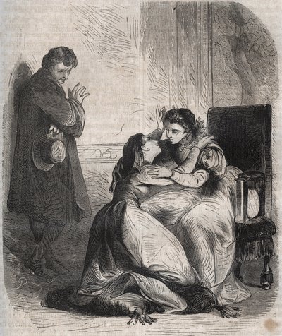 Françoise de Montmorency-Fosseux demande pardon à la reine Marguerite de Valois. Elle est la maîtresse du roi Henri IV et donne naissance à leur enfant - French School