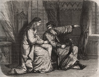 Frédégonde (545-597) confie ses préoccupations au joueur de harpe Barbantini car son amant Chilpéric (alors le roi des Francs Chilpéric Ier (543-597), ne l