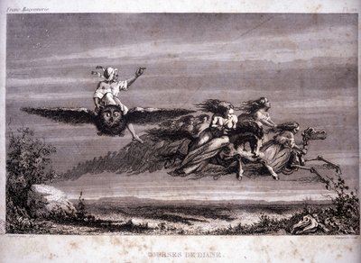 Franc-maçonnerie : Courses de Diane. Gravure de « Histoire pittoresque de la franc-maçonnerie et des sociétés secrètes anciennes et modernes » par F.-T. B. Clavel. Pagnerre, éditeur. 1843 - French School