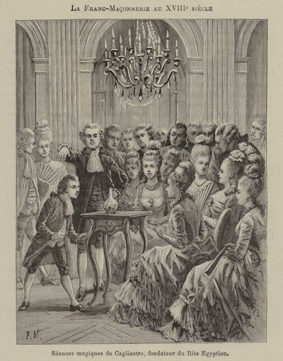 Franc-maçonnerie au XVIIIe siècle : séance magique conduite par Aleesandro Cagliostro, fondateur du Rite Égyptien - French School