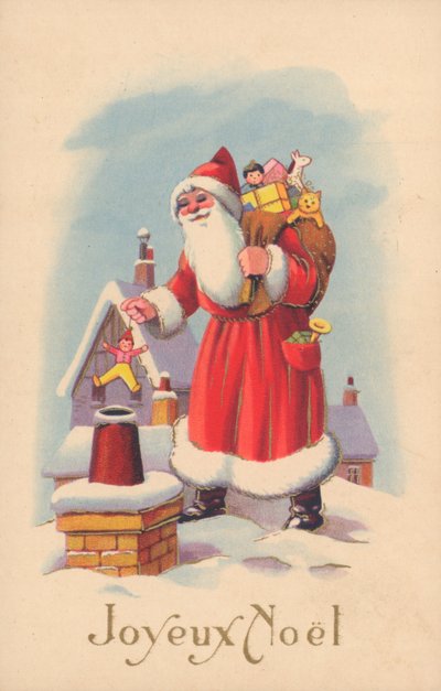 Carte de Noël française (lithographie couleur) - French School
