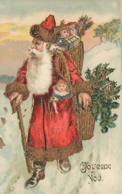 Carte de Noël française (lithographie couleur) - French School
