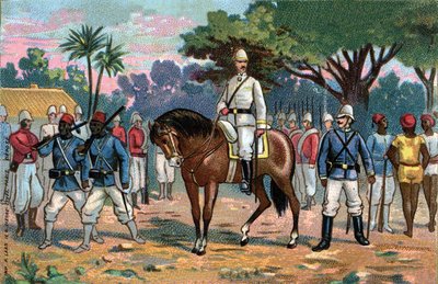 Expédition française au Dahomey : le général français Alfred Amédée Dodds (1842-1922) au Bénin (Dahomey) en 1892 - French School