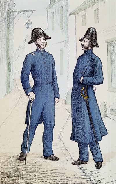 Policiers français vers 1829-30 - French School