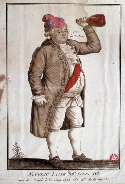 Révolution française : Nouveau Pacte de Louis XVI avec la Nation (20/06/1792). Gravure anonyme du 18ème siècle. Paris, Bibliothèque de l