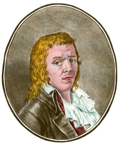 Révolution française : Portrait de François Babeuf dit Gracchus (1760-1797) révolutionnaire. Gravure du 18ème siècle. Collection privée - French School
