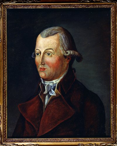 Révolution française : Portrait du libraire et éditeur du Journal de Versailles Blaizot qui publia les comptes des États Généraux. Peinture de l