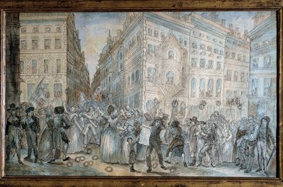 Révolution française : Scène de rue parisienne : le vendeur du journal L