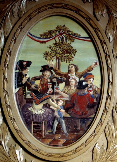 Révolution française : Le repas républicain au Café Le Procope à Paris. Peinture anonyme 18ème siècle Paris, Le Procope - French School