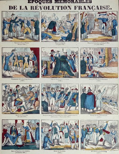 Révolution française : planche relatant les divers épisodes de la Révolution française jusqu