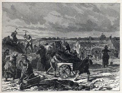 Révolution française : travaux du Champ-de-Mars à Paris, pour préparer la Fête de la Fédération en 1790 - French School