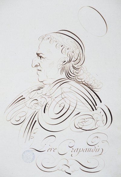 Calligraphie française : Portrait du Père Crapaudin par Bernard de Paris vers 1780. Bibliothèque historique de la ville de Paris - French School