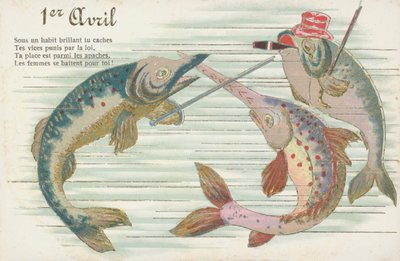 Carte française représentant un poisson à l
