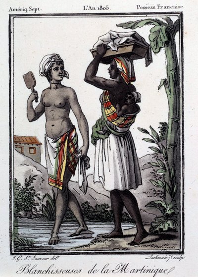 Colonies françaises : blanchisseurs de la Martinique aux Antilles. Gravure de 1805. Chartres, Musée des Beaux-Arts - French School