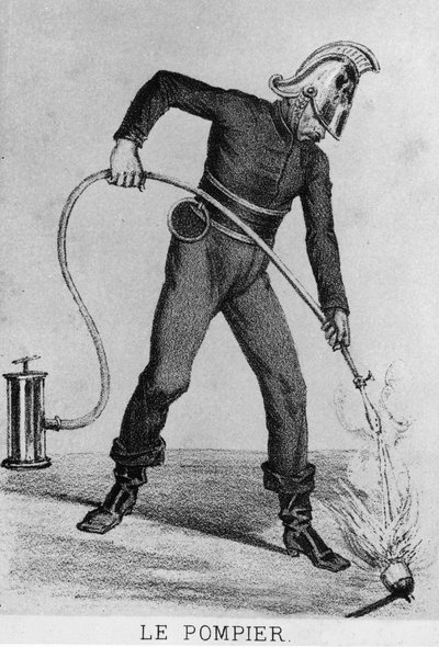 Pompier français vers 1866 - dessin, Bibl. des Arts déco. - French School