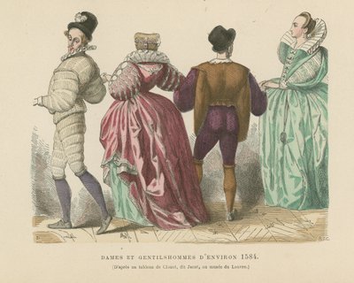 Dames et gentilshommes français vers 1584 - French School