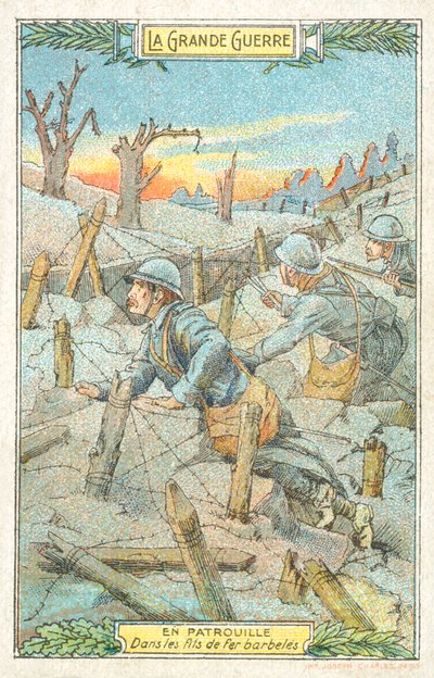 Patrouille française parmi les barbelés, Première Guerre mondiale - French School