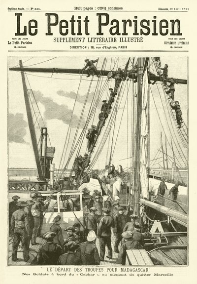 Soldats français partant de Marseille pour Madagascar - French School