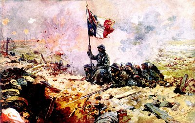 Soldats français pendant la bataille de la Somme 1916 - French School