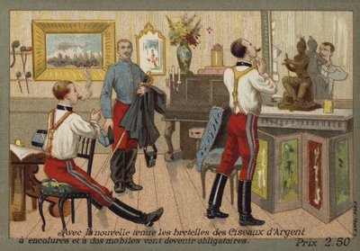 Soldats français portant des bretelles - French School