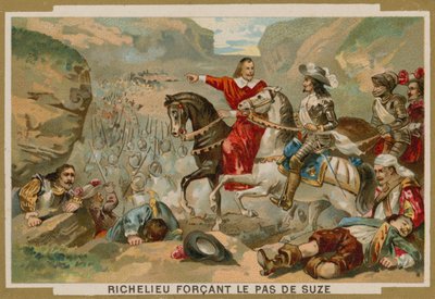 Les troupes françaises commandées par le cardinal Richelieu forcent le passage à Suza, Savoie, 1629 - French School