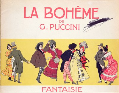 Frontispice de la partition de La Bohème de Puccini, début XXe siècle - French School