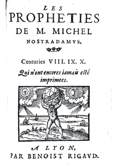 Frontispice des Prophéties de M. Michel Nostradamus, publié par Benoist Rigaud, 1568 - French School